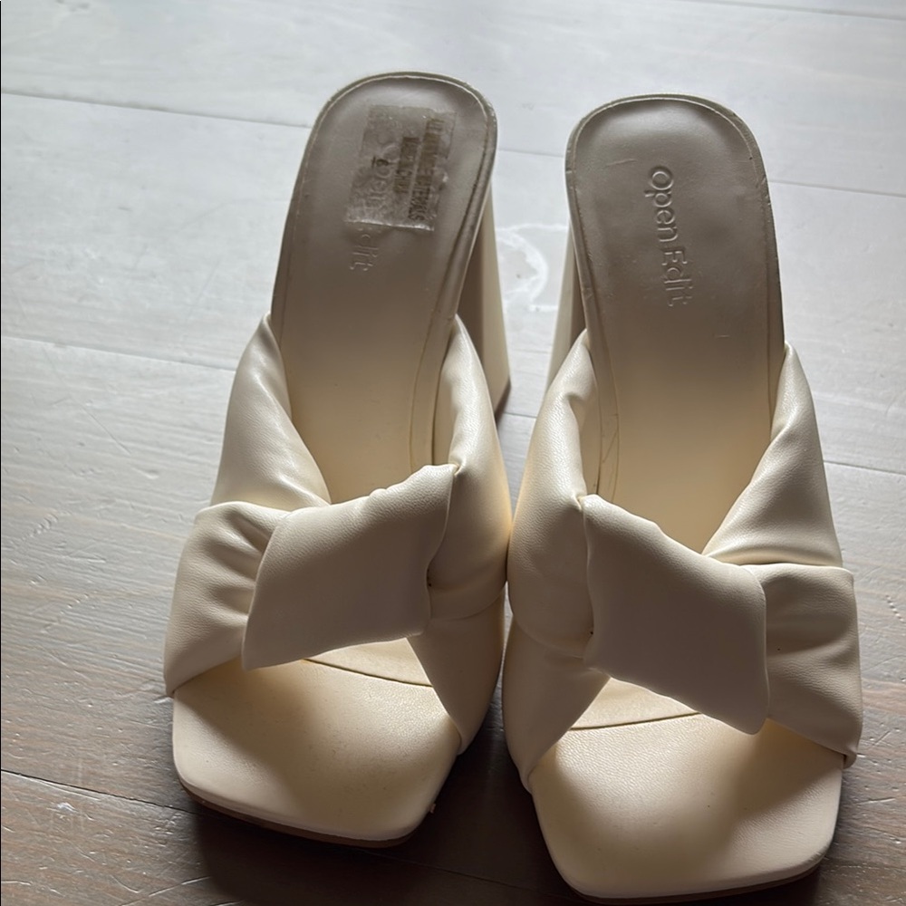 Cream Modern Mules with Twisted Knot Design